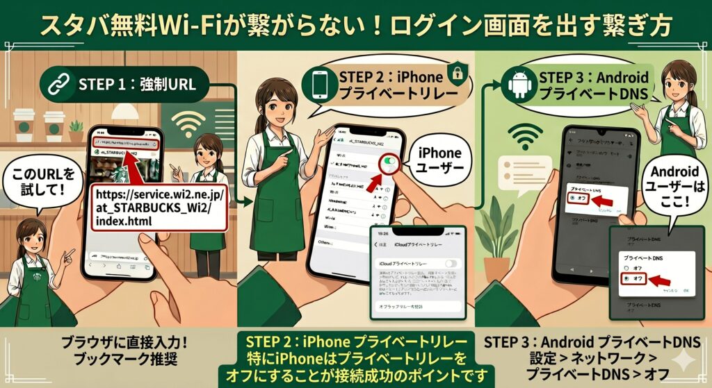 スタバ　Wi-Fi　繋がらない