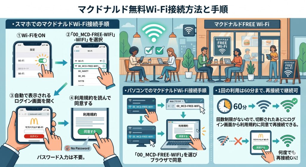 マクドナルド​　Wi-Fi　接続方法