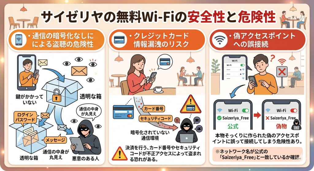 サイゼリヤ　Wi-Fi　安全性