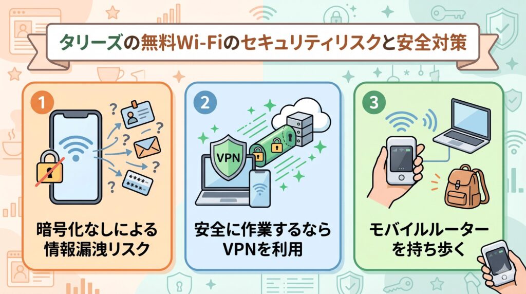 タリーズ　Wi-Fi　セキュリティ
