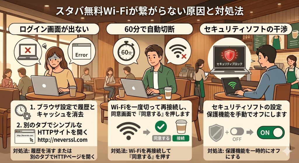 スタバ　Wi-Fi　繋がらない