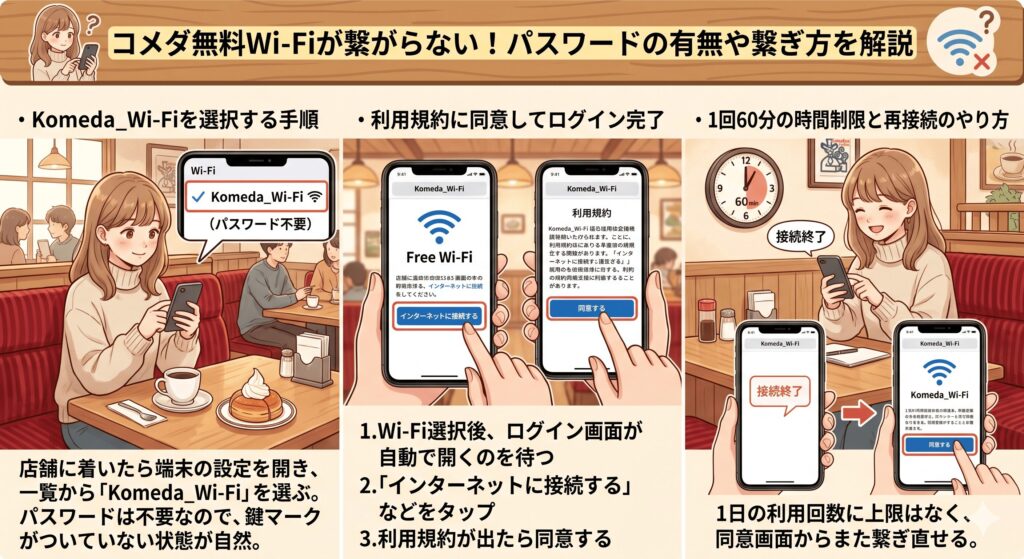 コメダ　Wi-Fi　繋がらない