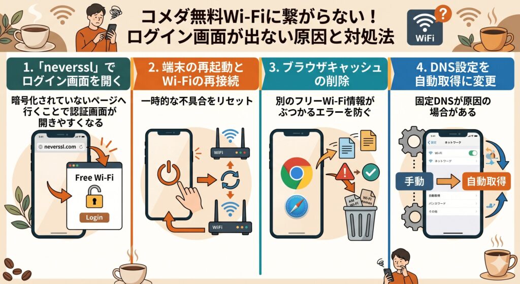 コメダ　Wi-Fi　繋がらない