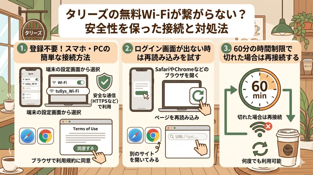 タリーズ　Wi-Fi　繋がらない