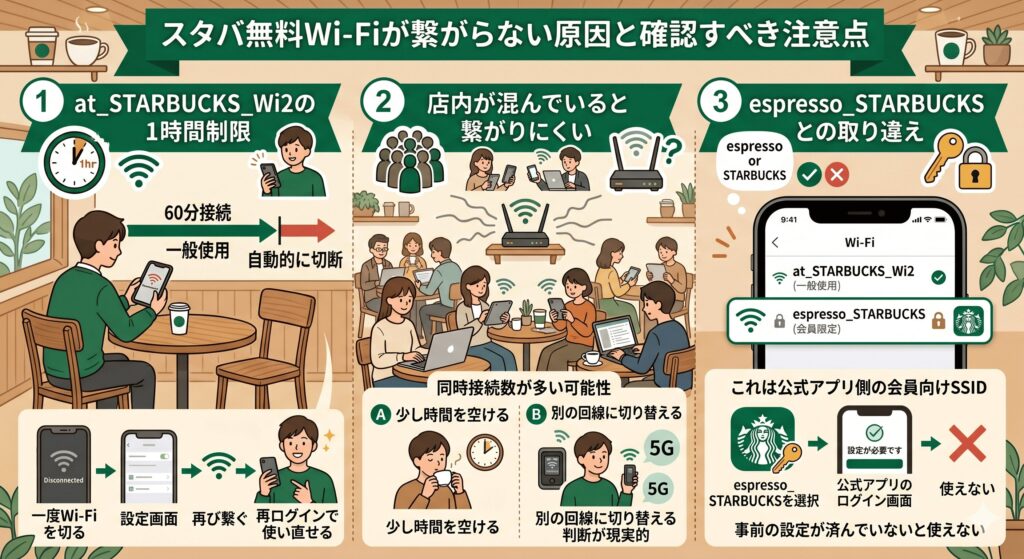 スタバ　Wi-Fi　繋がらない