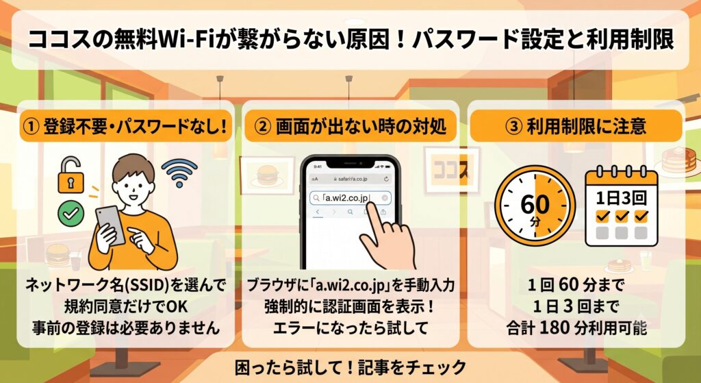 ココス Wi-Fi 繋がらない