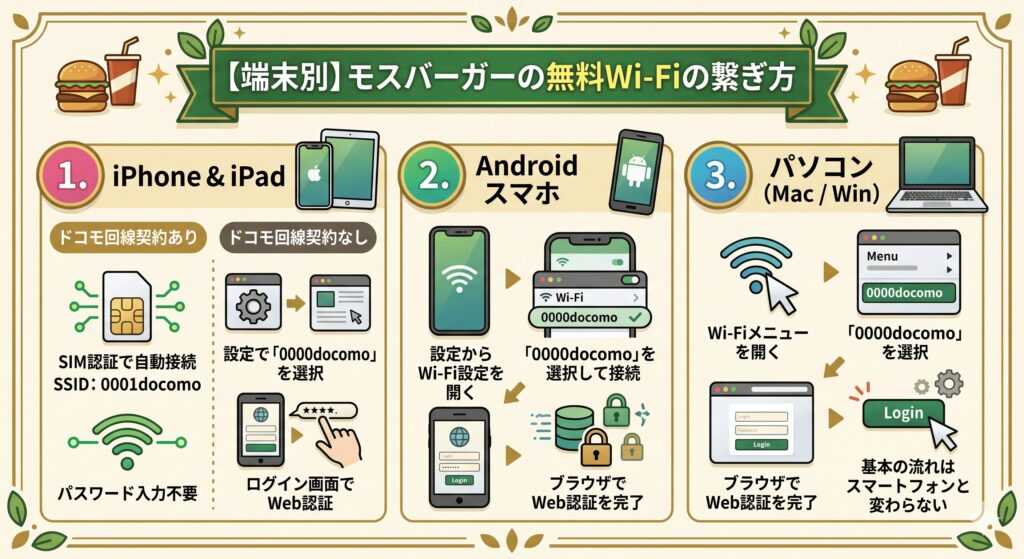 モスバーガー Wi-Fi 繋ぎ方