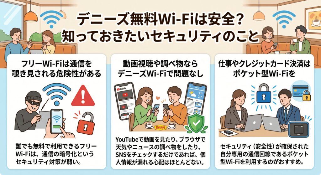 デニーズ　Wi-Fi　安全