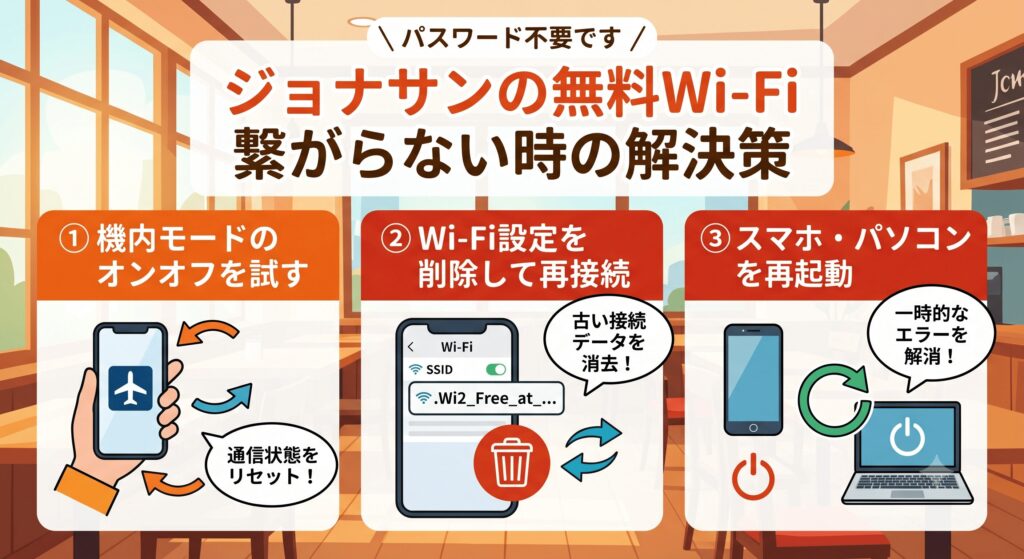 ジョナサン　Wi-Fi　繋がらない