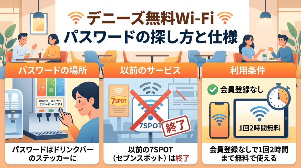 デニーズ　Wi-Fi　パスワード