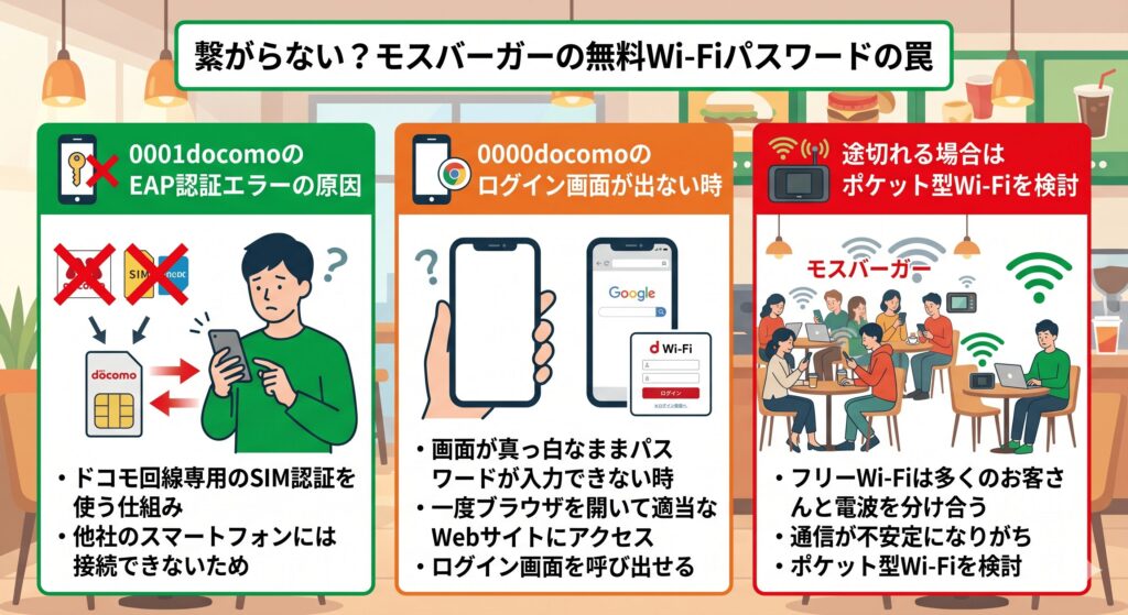 モスバーガー Wi-Fi 繋がらない